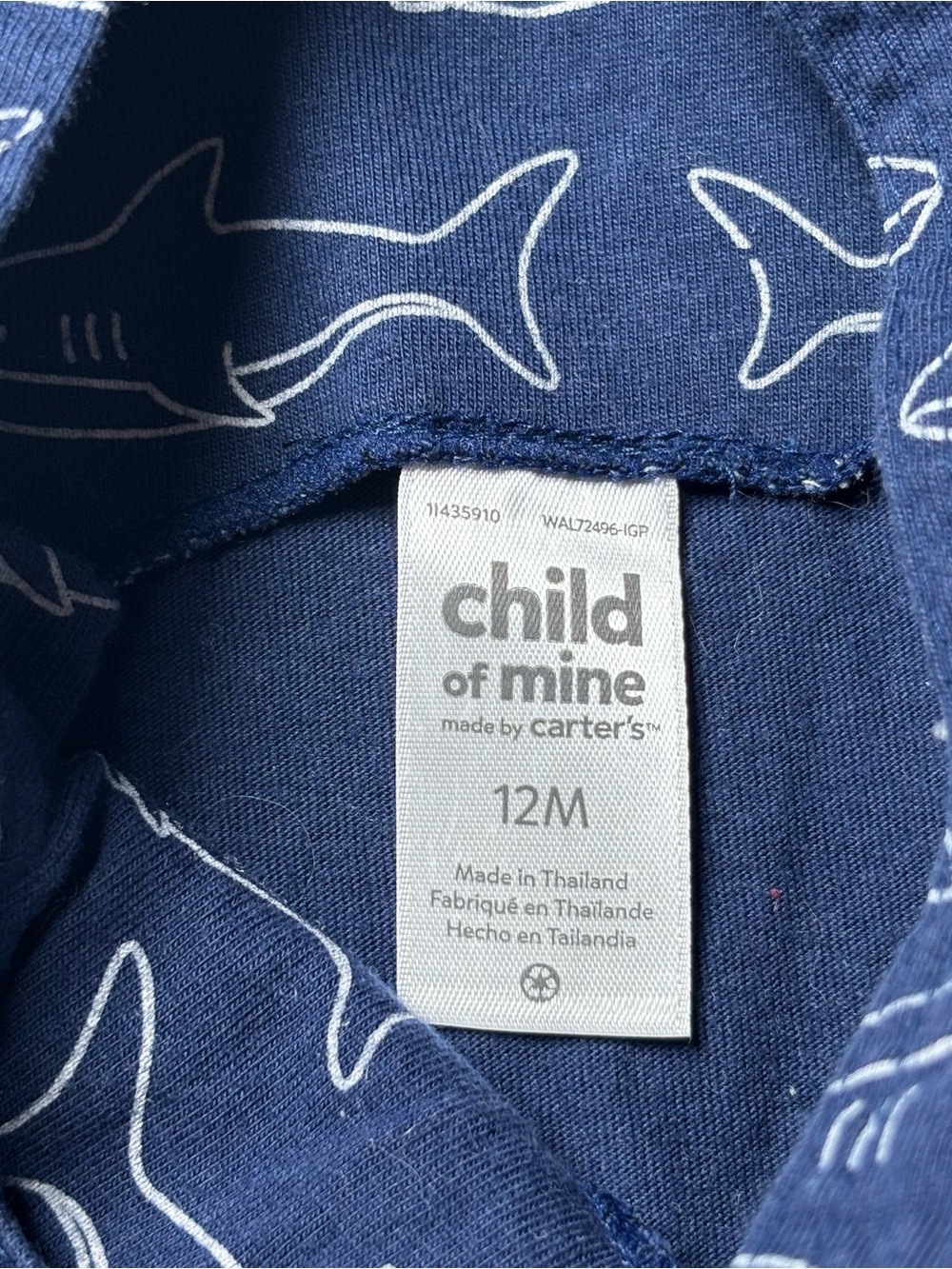 Child of Mine Baby Boys Navy Shark Shortall Overalls 12M Summer - Picture 5 of 7